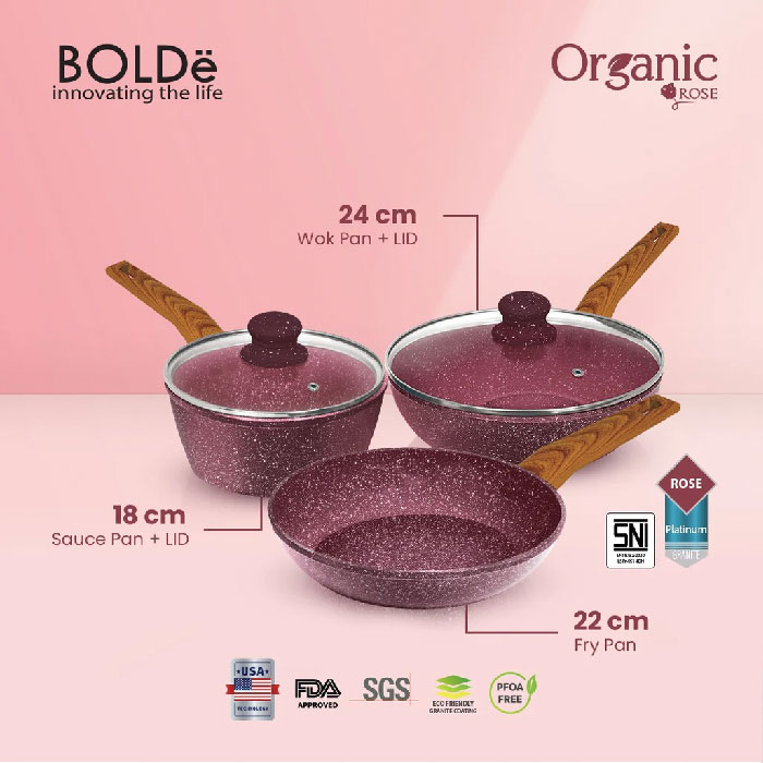 Bolde Organic Rose Cookware 5 set